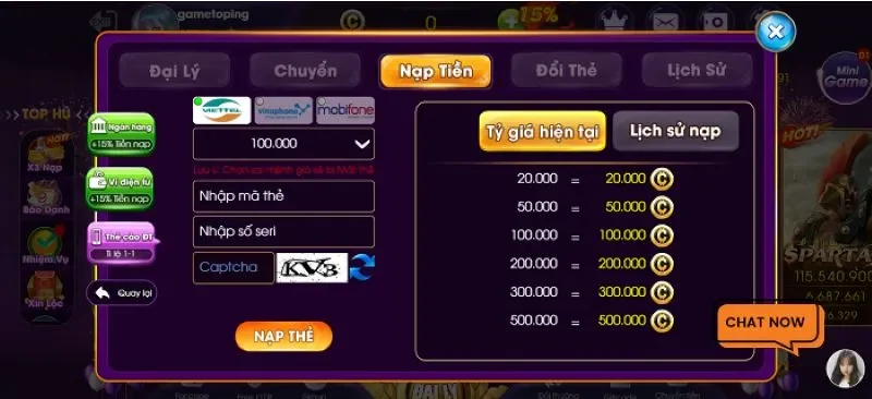 Hướng dẫn nạp và rút tiền tại Choang Club