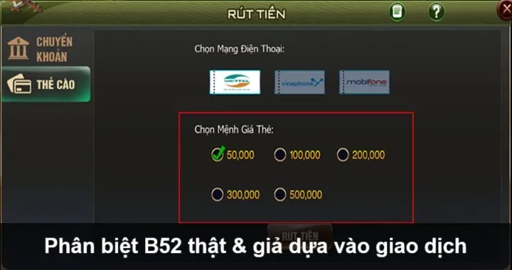 Phân biệt B52 chính hãng và giả mạo qua giao dịch tài chính